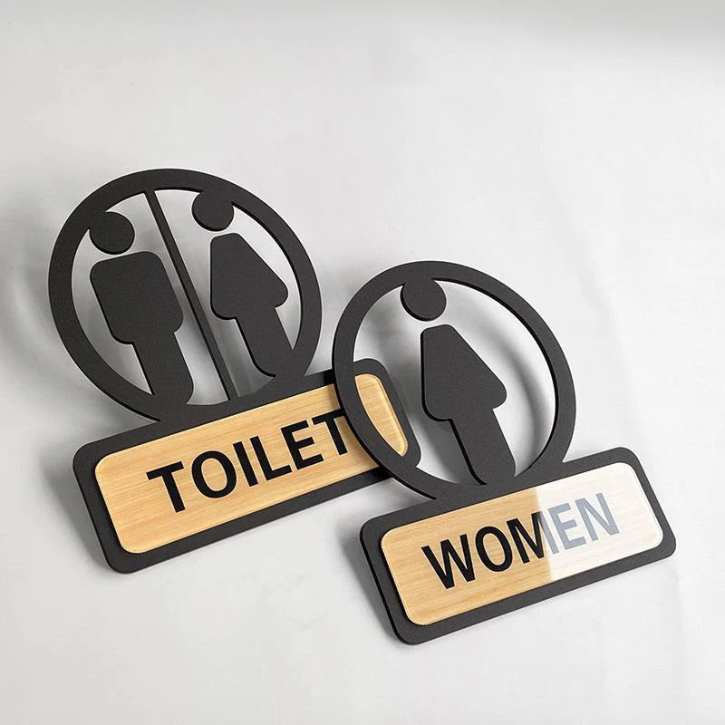 Embroidery Studio - Toilet Sign Acrylic Bathroom Signage Restroom
