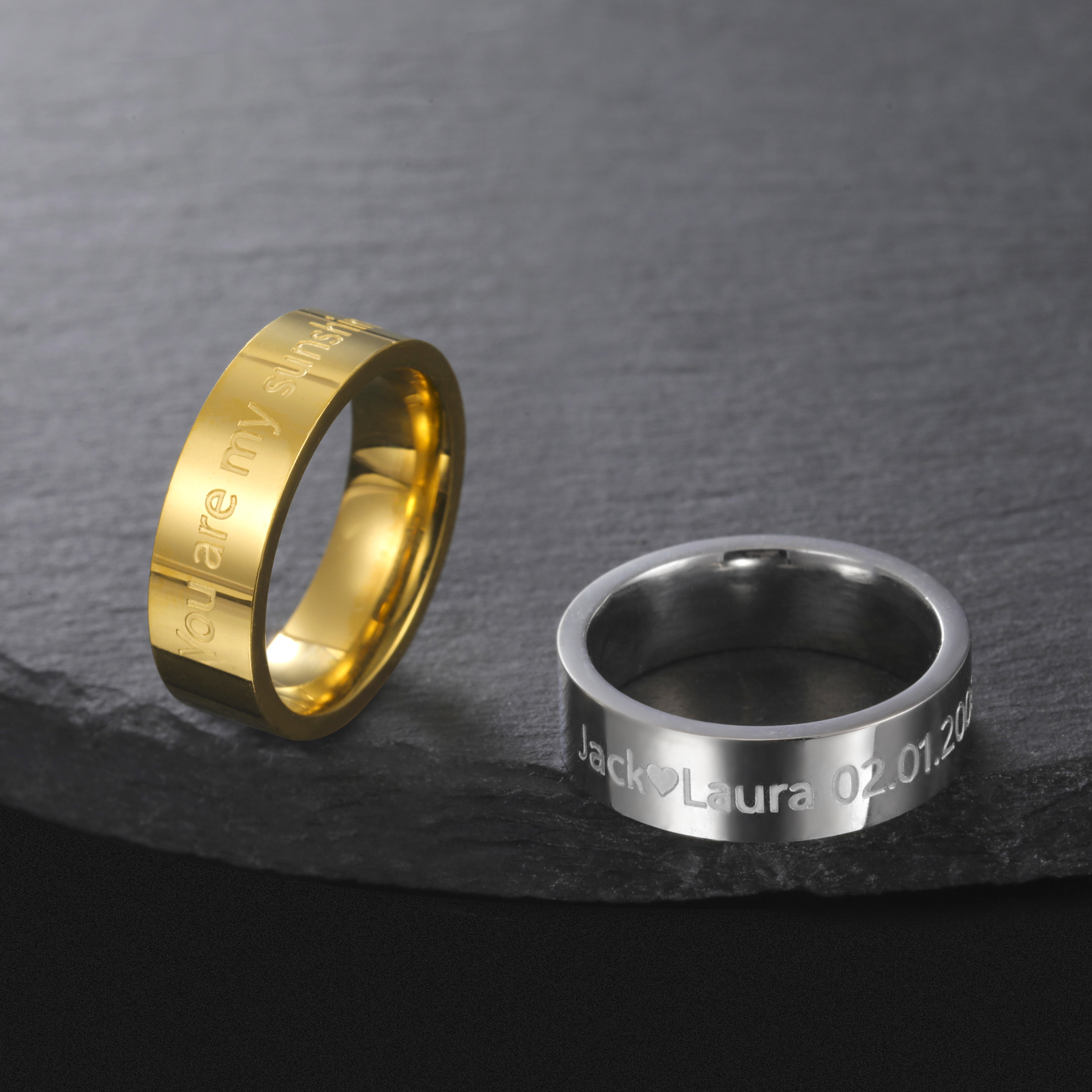 Embroidery Alphabet - 2/3/6mm Customized Name Ring for Couples