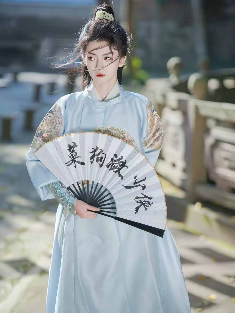 Embroidery Red - nisex Chinese Hanfu Set Black Outer