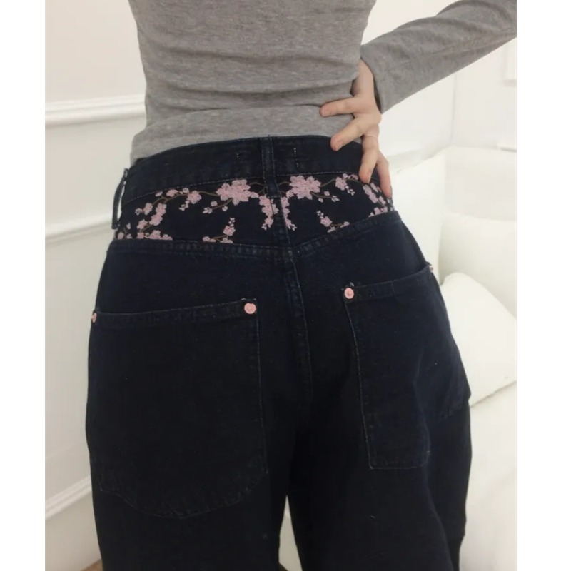 Sakura Embroidery Loose Scythe - Embroidery Jeans Sakura review and price