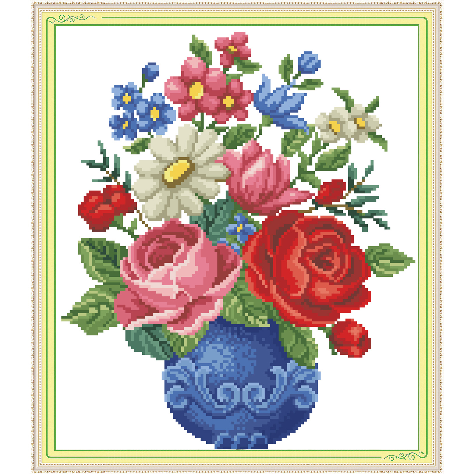 Blue Bottle And Rose, Cross St - Embroidery Rose Stitch review and price