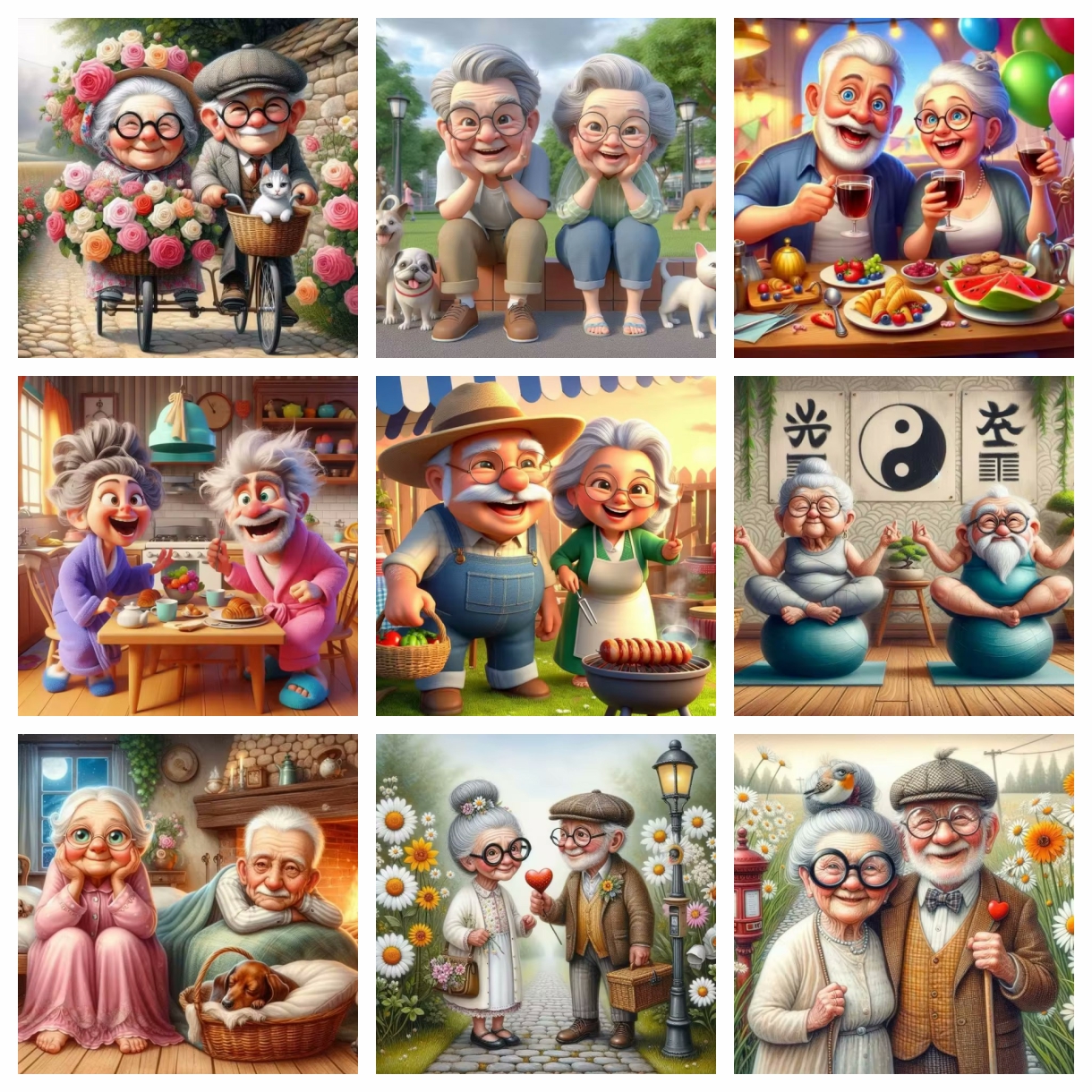 Cartoon Happy Old Couple 5D Fu - Embroidery Ideas review and price