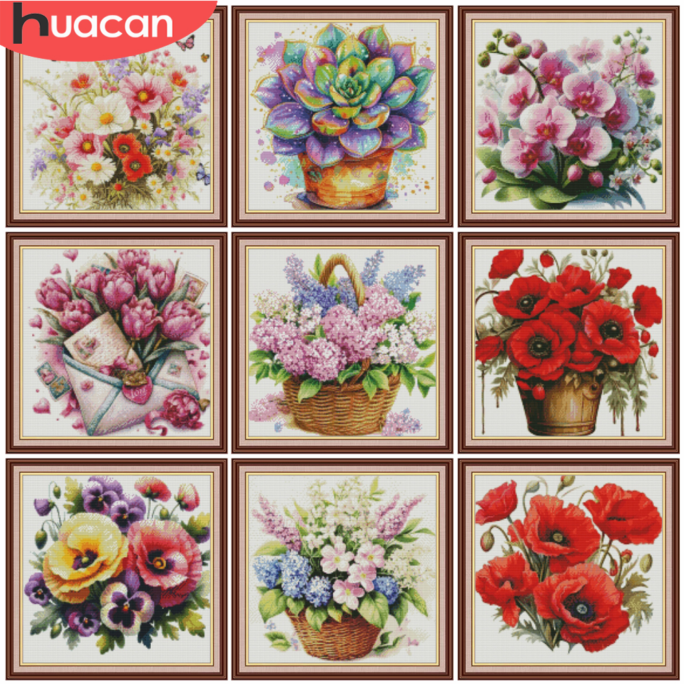 HUACAN Cross Stitch Flower Ros - Embroidery Rose Stitch review and price