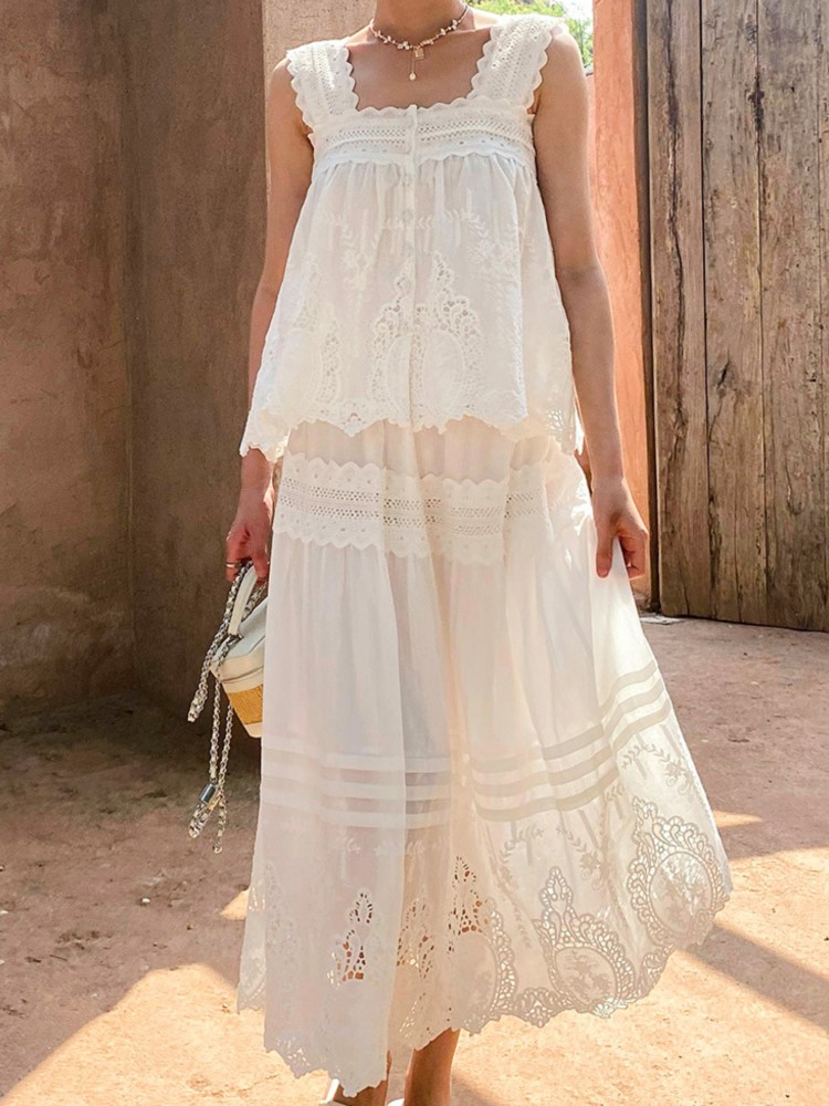 Bohemian White Square-neck Ves - Embroidery Vest review and price