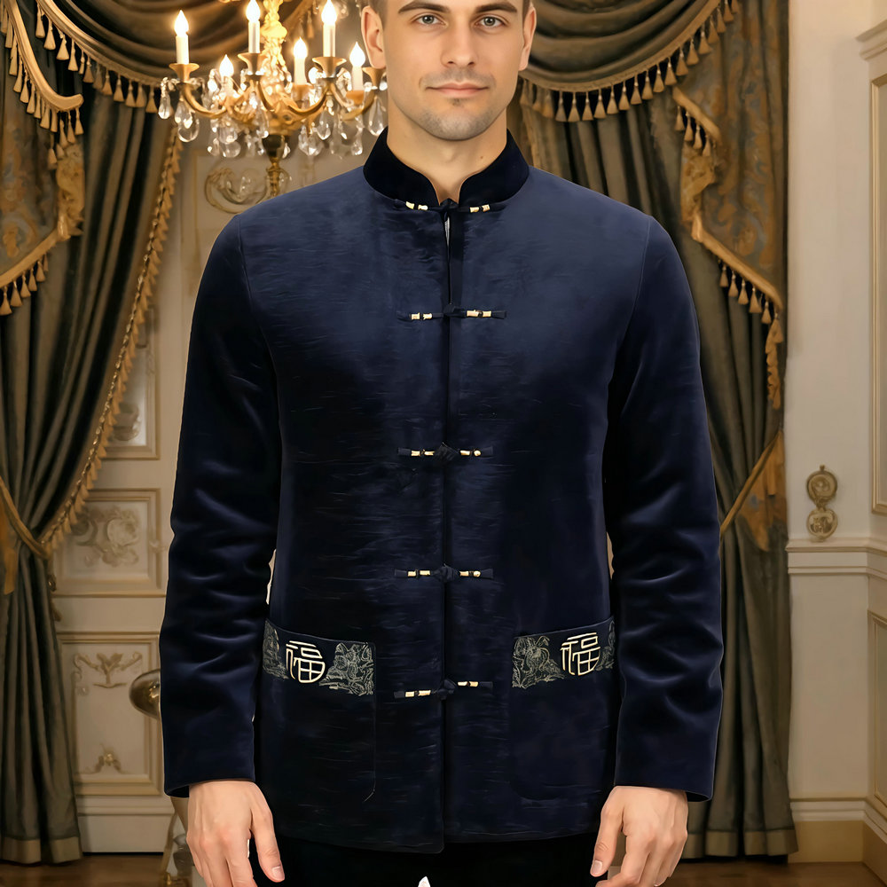 Men Velvet Fleece Lined Jacket - Embroidery Online Designs review and price