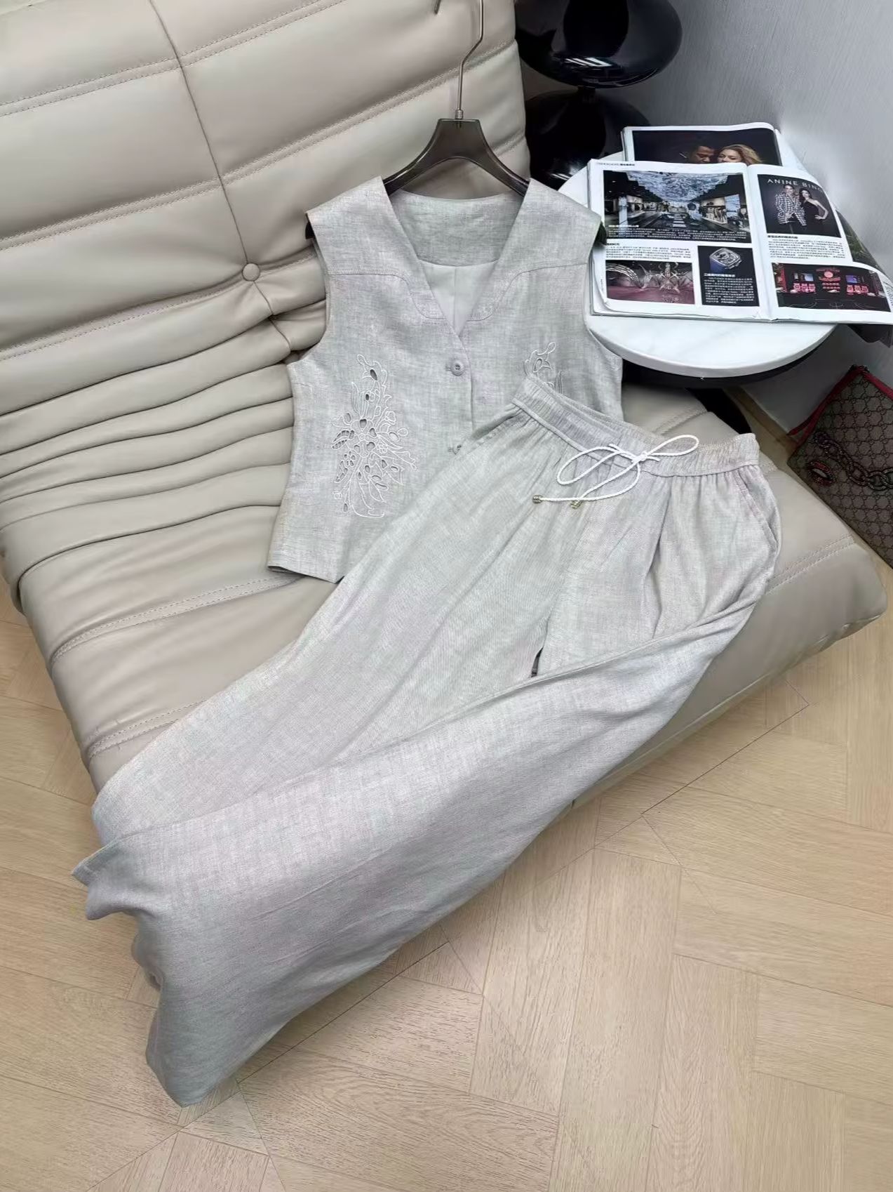 Elegant linen embroidered slee - Embroidery Vest review and price