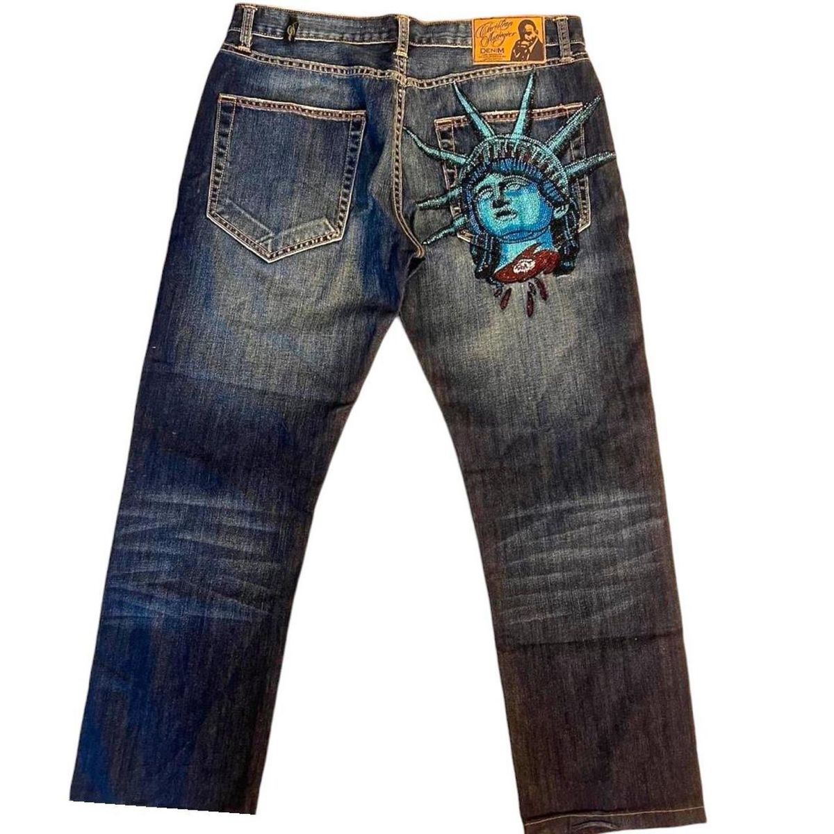Y2k 2000s Statue of liberty Di - Embroidery Jeans Sakura review and price