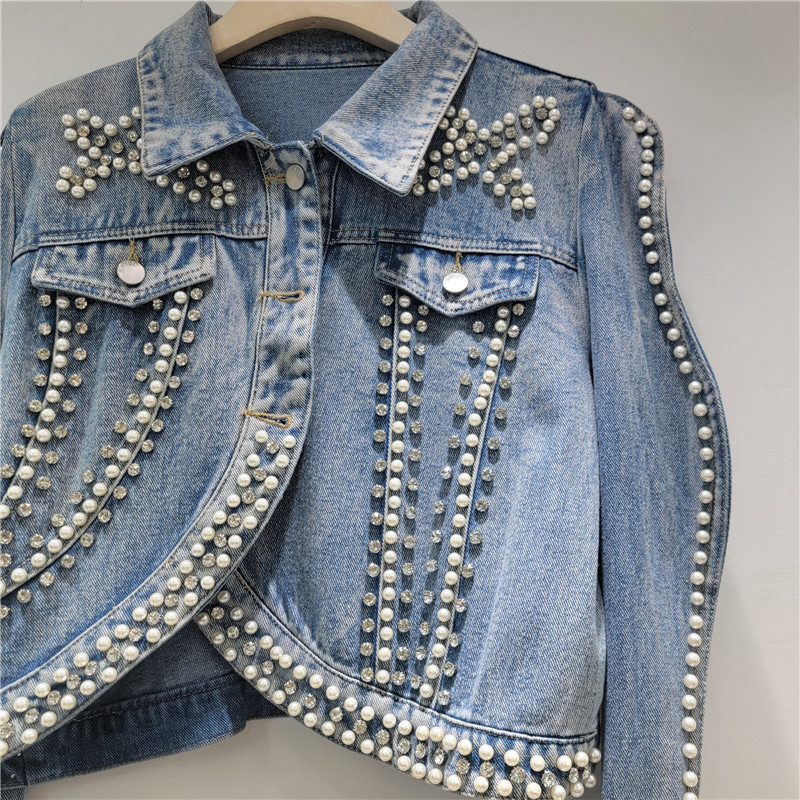 Luxury Woman Pearls Diamonds B - Embroidery Jeans Sakura review and price