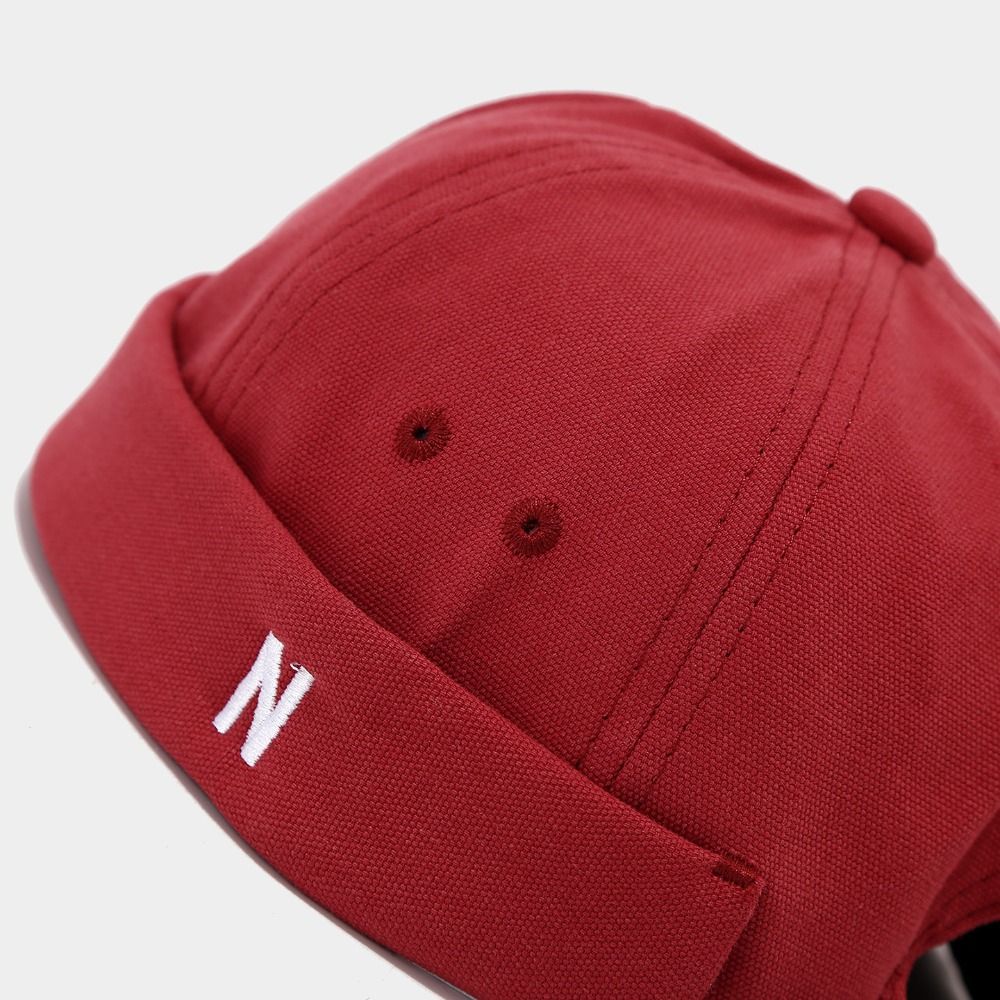 Cotton Brimless Hat Breathable - Embroidery Letter N review and price