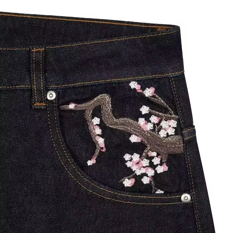 Y2K Mens Womens Harajuku Hip H - Embroidery Jeans Sakura review and price