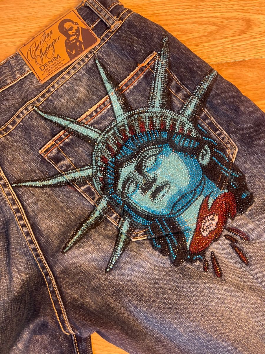 2000s Statue of Liberty Diamon - Embroidery Jeans Sakura review and price