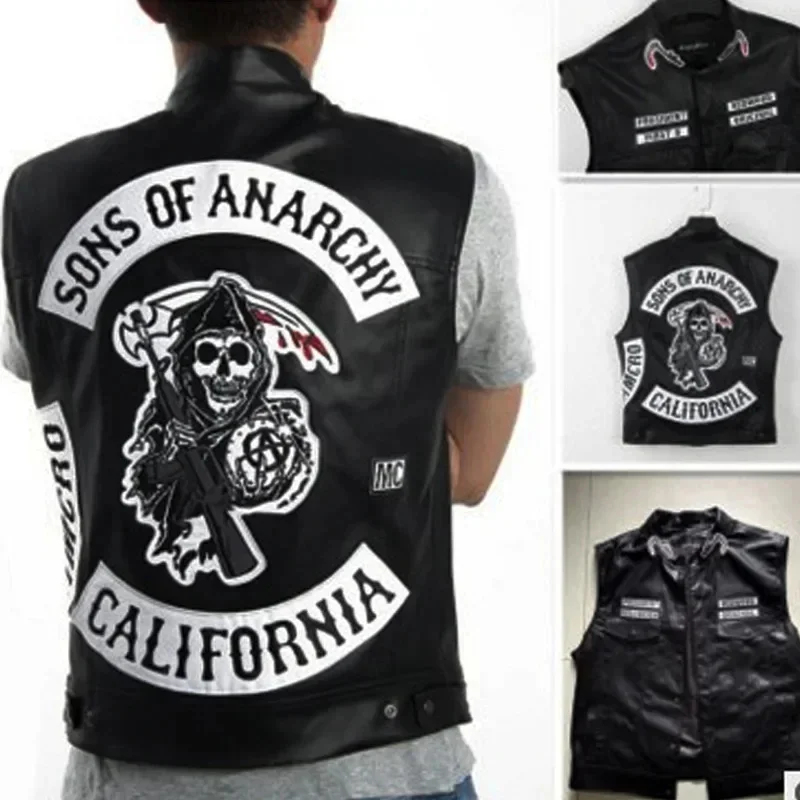 ABC123Leather Men Motorcycle C - Embroidery Vest review and price