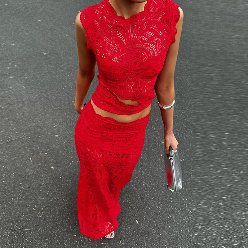 Red Sexy Hook Flower Hollow La - Embroidery Red review and price