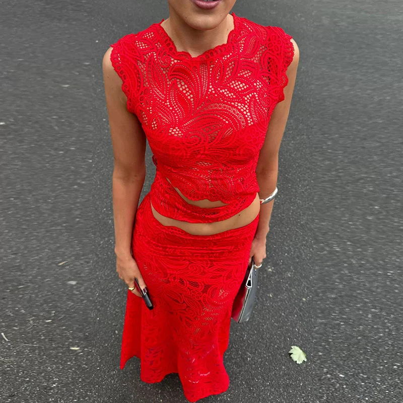 Red Sexy Hook Flower Hollow La - Embroidery Red review and price