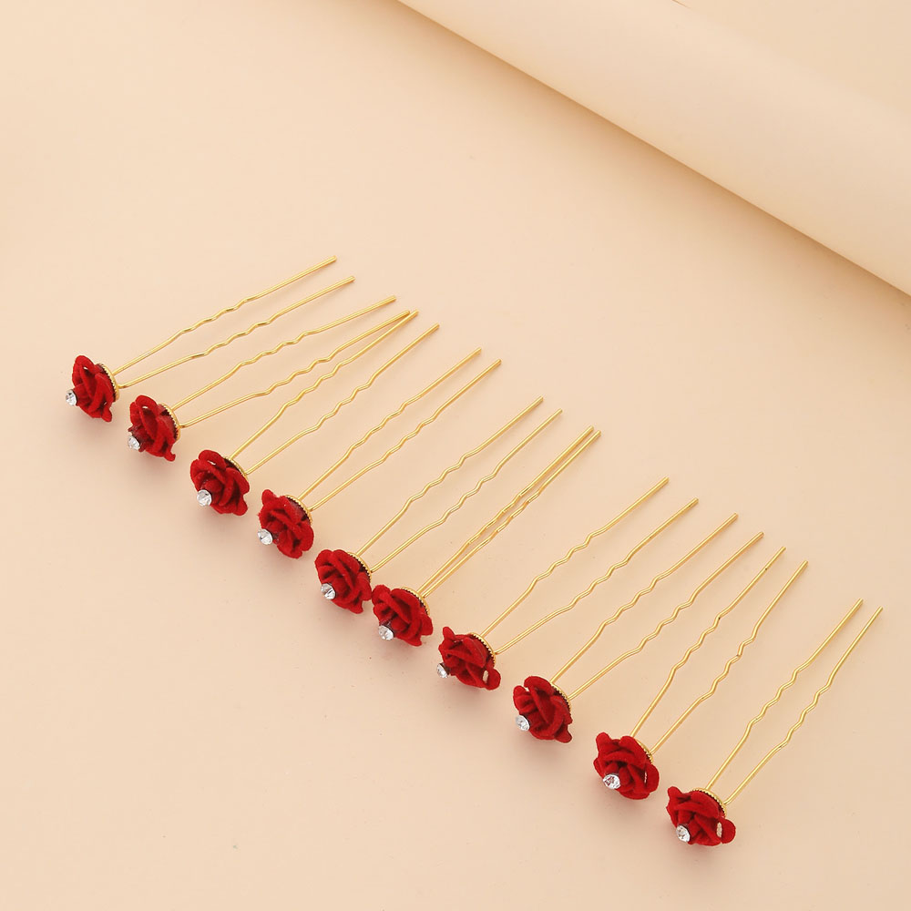 10Pcs Rose Hair Accessories We - Embroidery Red review and price
