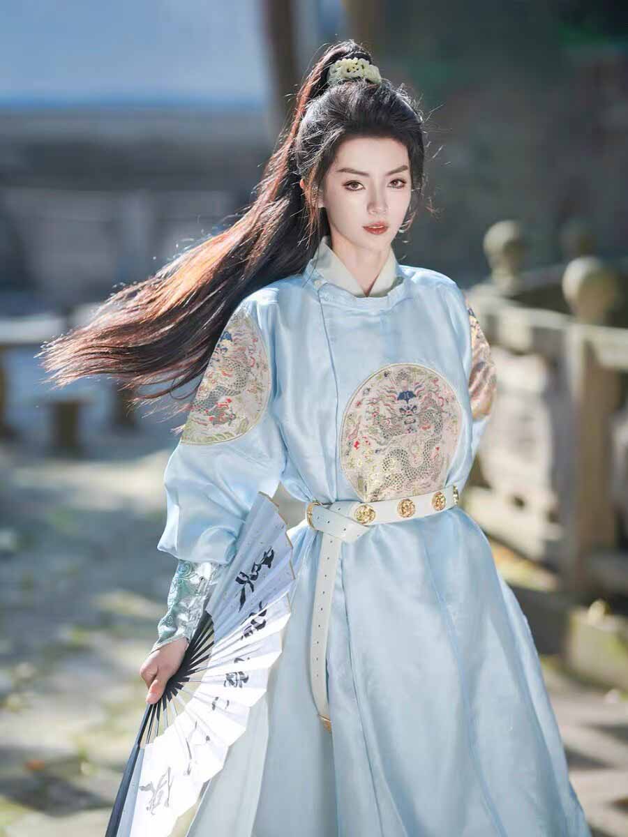 nisex Chinese Hanfu Set Black  - Embroidery Red review and price