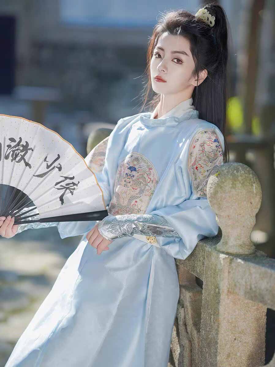 nisex Chinese Hanfu Set Black  - Embroidery Red review and price