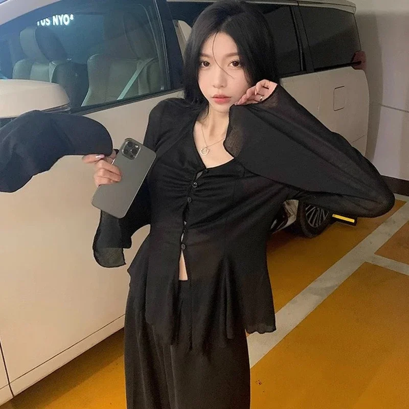 Sheer Flare Sleeve Blouse - Y2 - Embroidery Fashion review and price