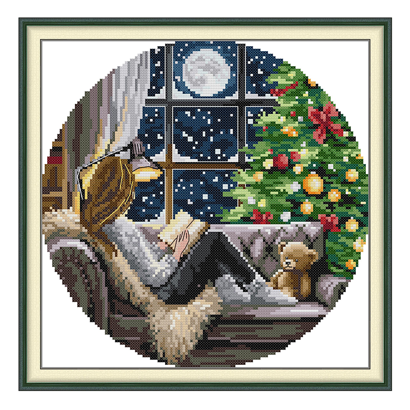 The Christmas Tree and Girl Pa - Embroidery Xmas review and price