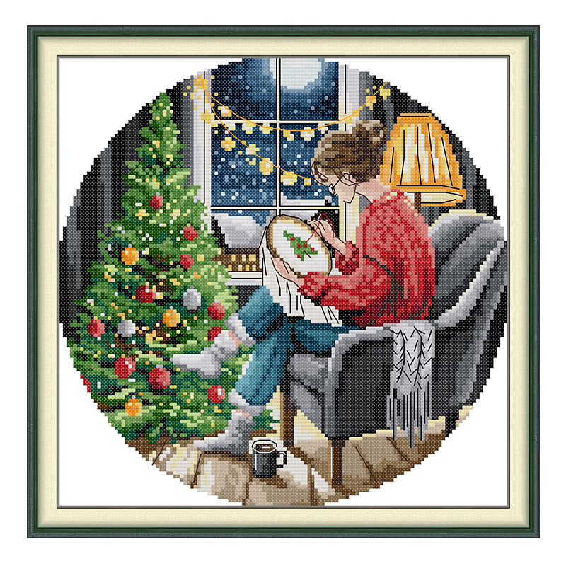 The Christmas Tree and Girl Pa - Embroidery Xmas review and price