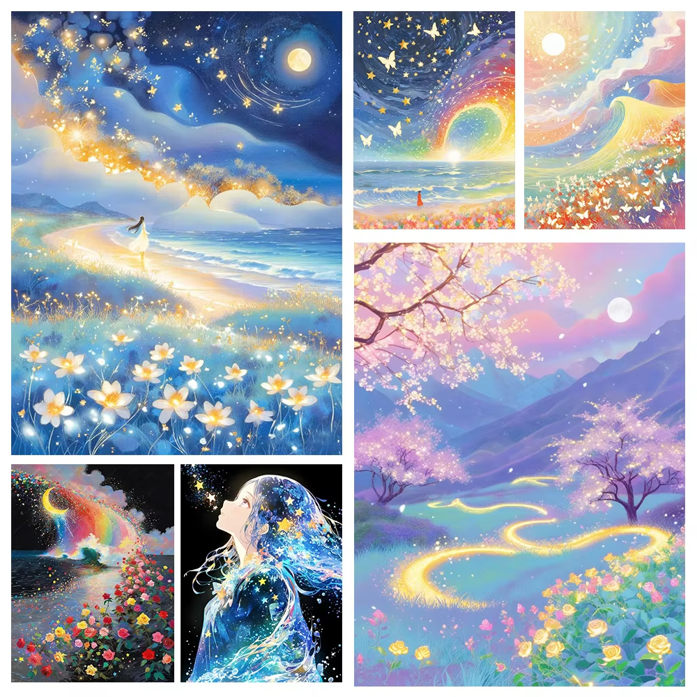1PC frameless 5D DIY Anime Lan - Embroidery Ideas review and price