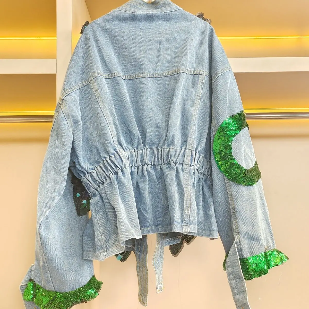 Women V-neck 3D Peacock Sequin - Embroidery Jeans Sakura review and price
