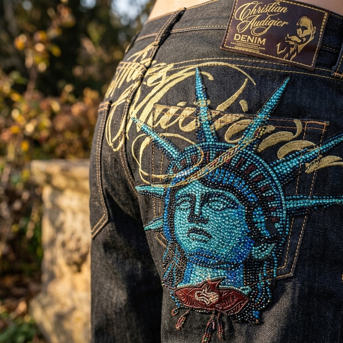 Statue of liberty Diamonds Jea - Embroidery Jeans Sakura review and price