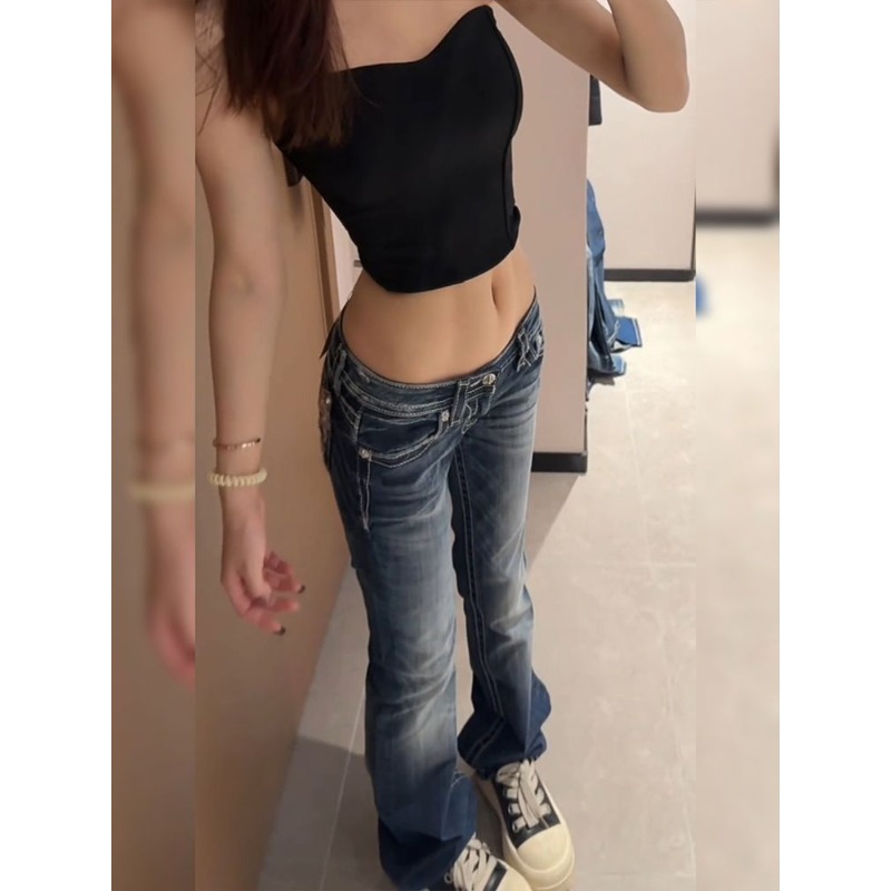 Women's Y2K Gothic Embroidery  - Embroidery Jeans Sakura review and price