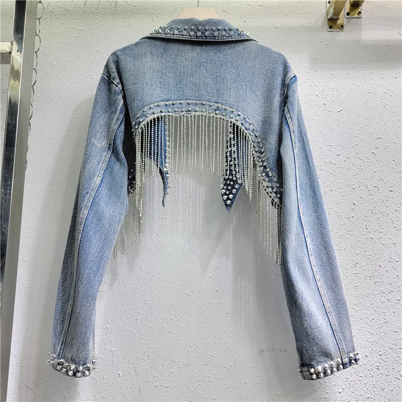 Rhinestone Beaded Tassels Rive - Embroidery Jeans Sakura review and price