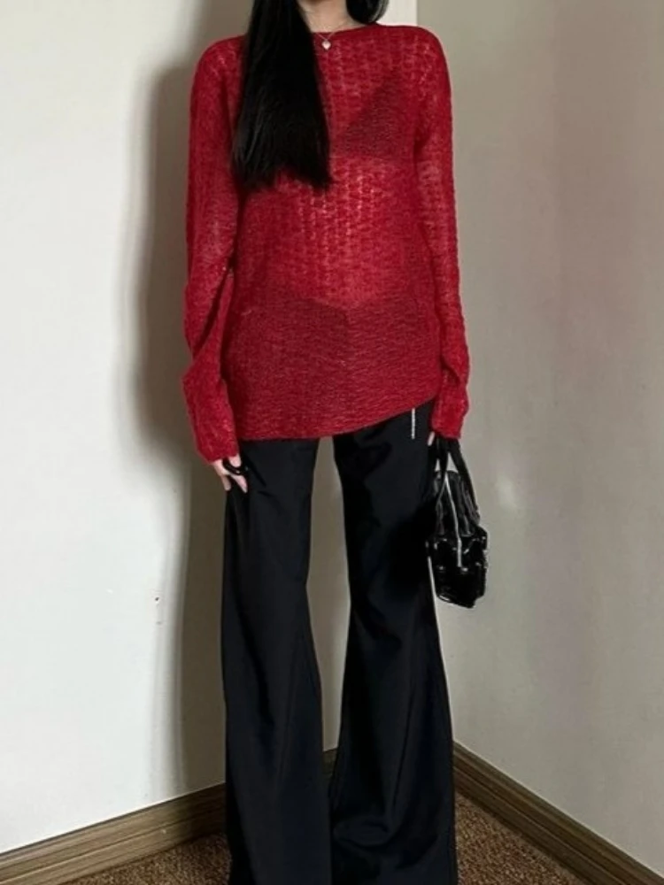 Y2K See-Through Knitted Women' - Embroidery Fashion review and price